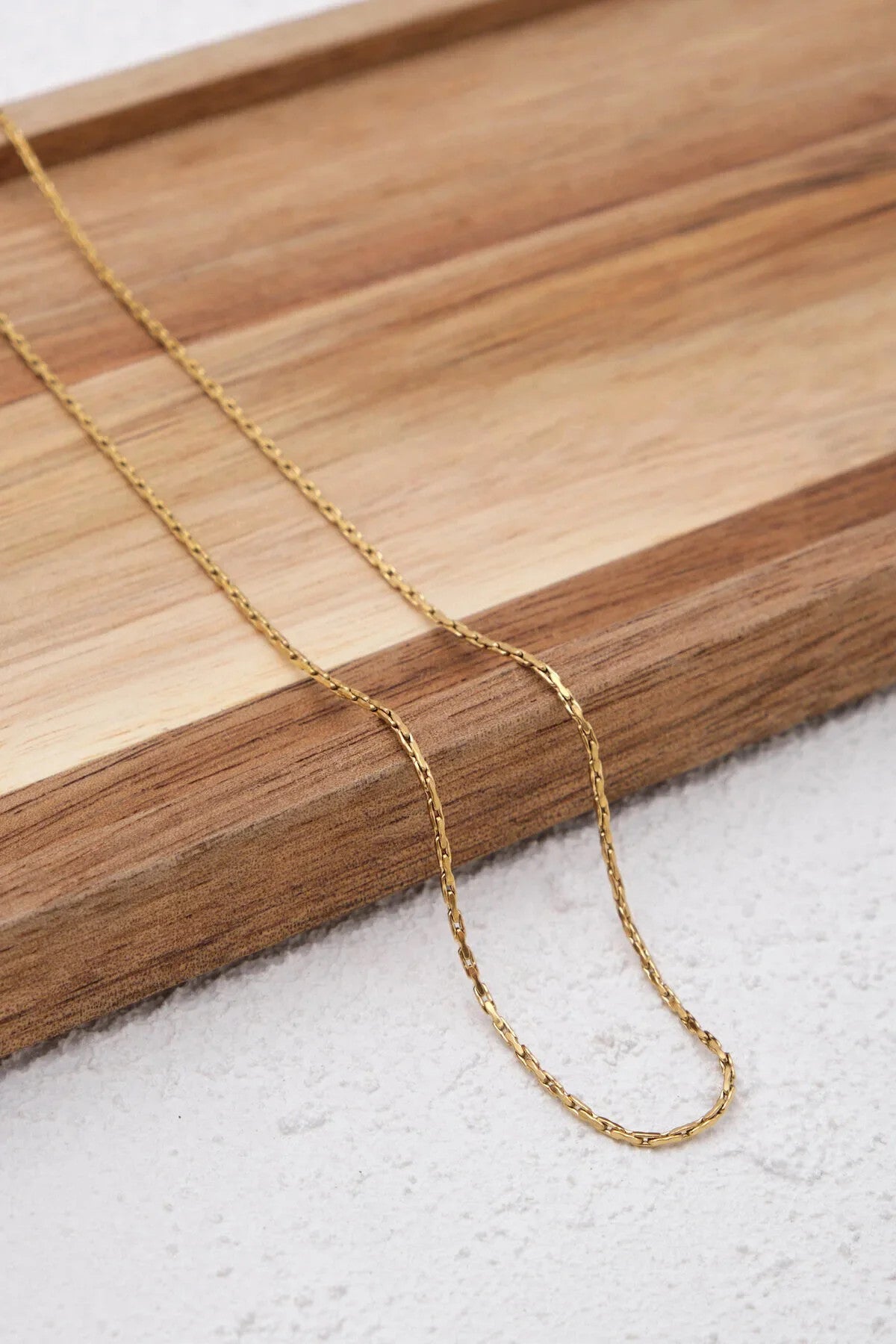 Çelik Dikdörtgen Burgu Erkek Kolye 1mm Örme Kararmaz Zincir