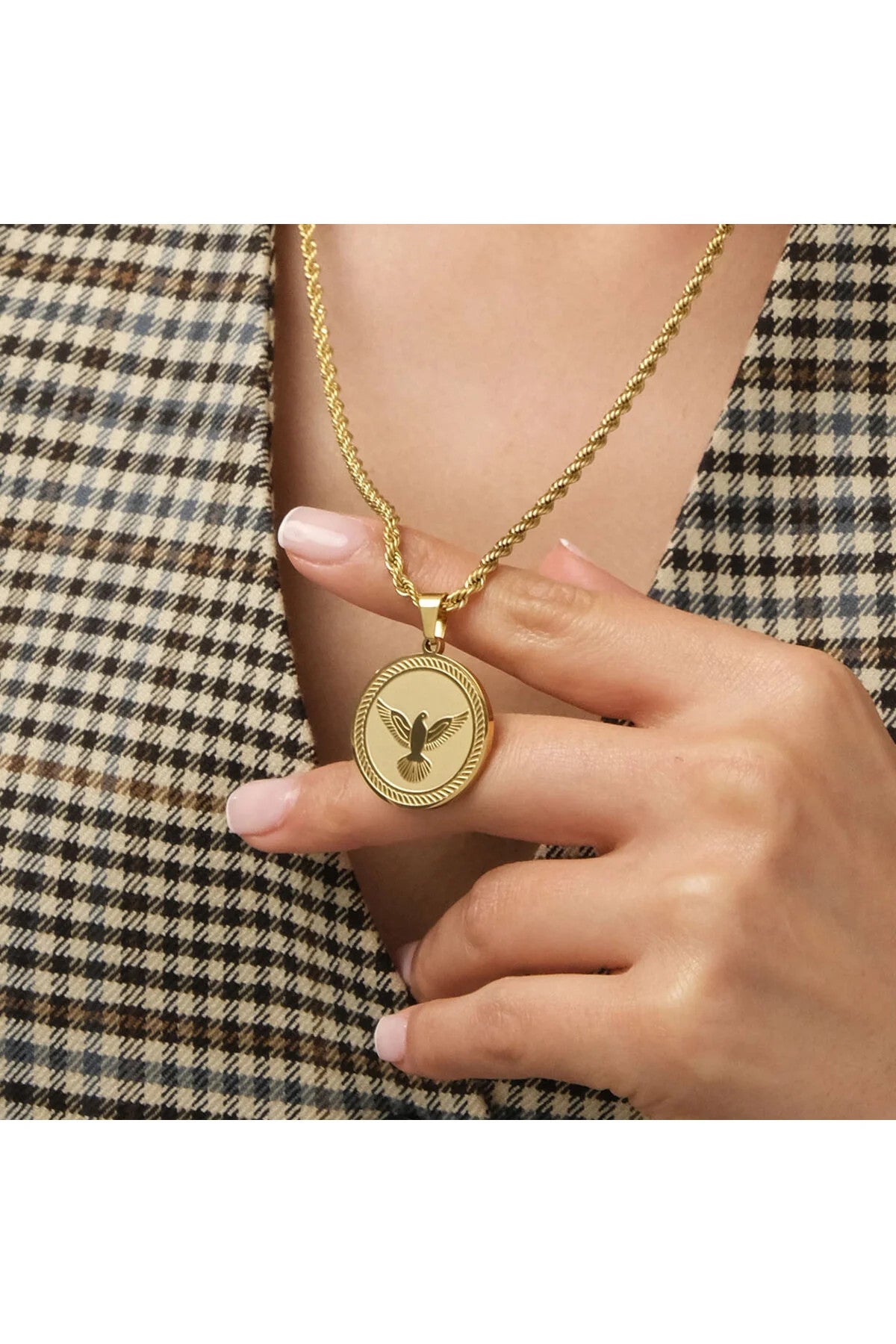 Çelik Kartal Madalyon Kolye