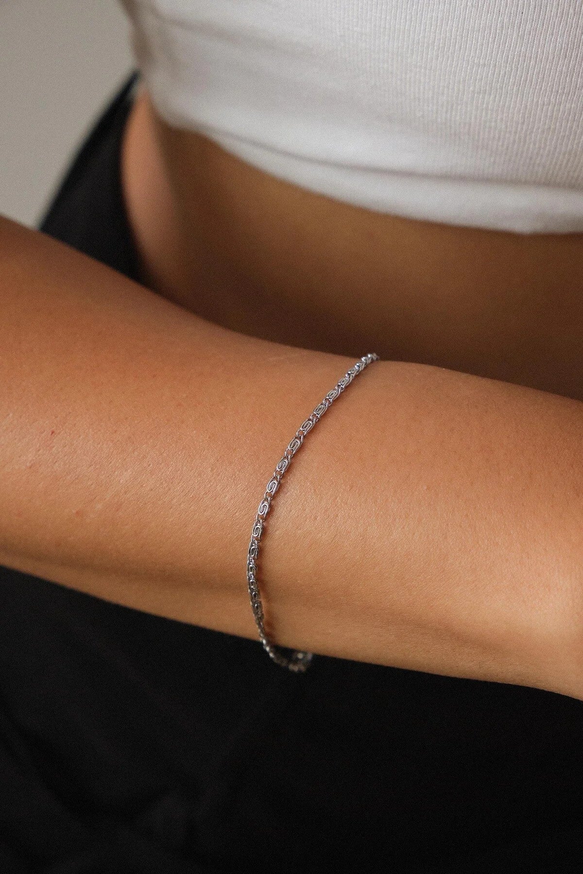 Çelik İnce Ataç Model Zincir Bileklik Minimal Zincir Salyangoz Kararmaz 2mm 17cm+4cm&21cm