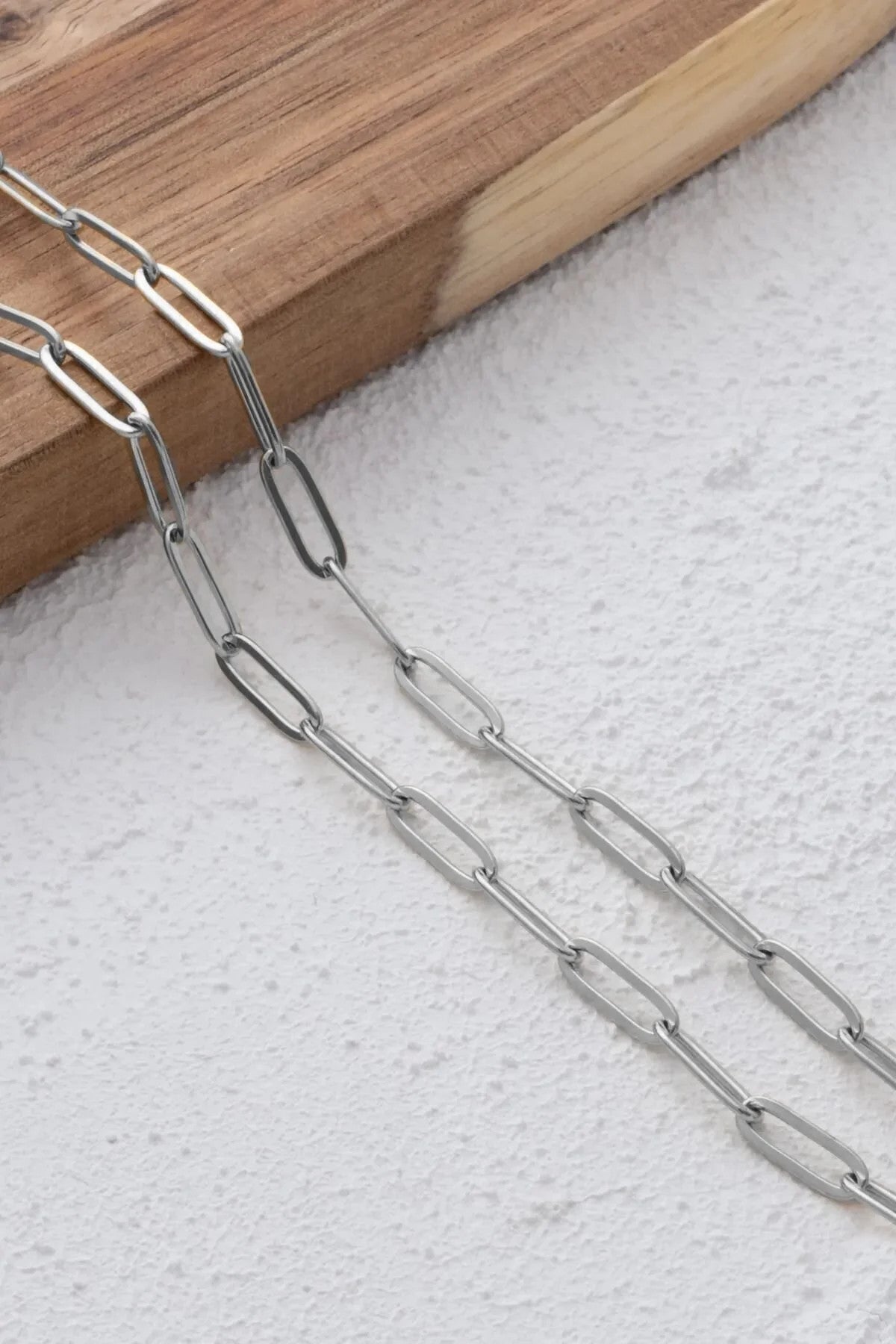 Çelik Ataç Oval Zincir Kolye Kararmaz 4mm Kişiselleştirilebilir Zincir Boy Seçenekleriyle