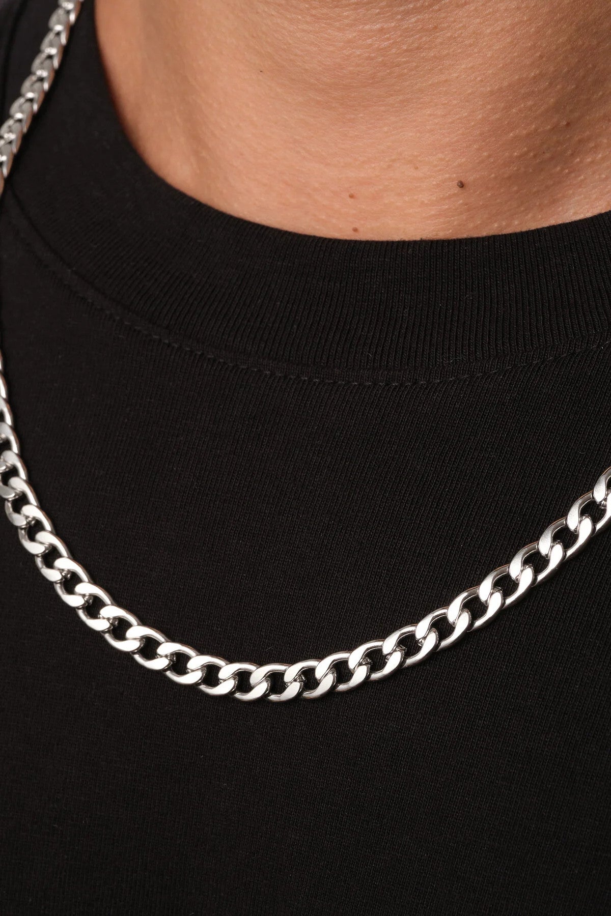 Çelik Gurmet Erkek Zincir Kolye 6mm Kararmaz