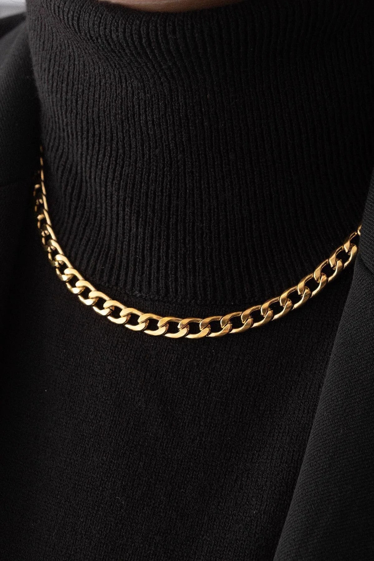 Çelik Gurmet Zincir Kolye Kararmaz 6mm Kalın Gurmet Kolye Unisex Ayarlanabilir Boy