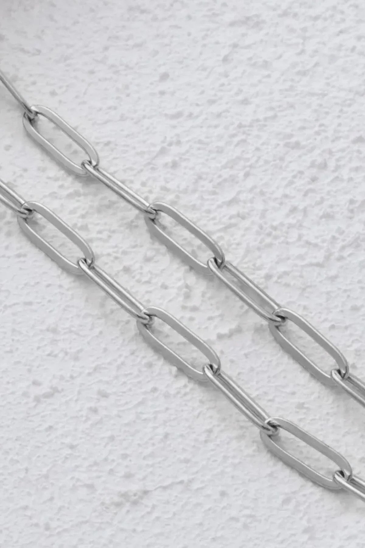 Çelik Ataç Oval Erkek Zincir Kolye 4mm Kararmaz