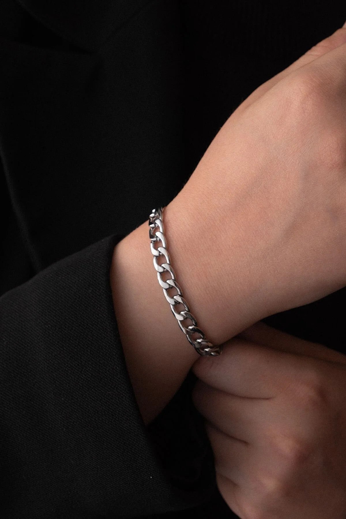 Çelik Gurmet Zincir Bileklik 6mm Kararmaz Kalın Gurmet Bileklik Unisex 17cm+4cm&21cm