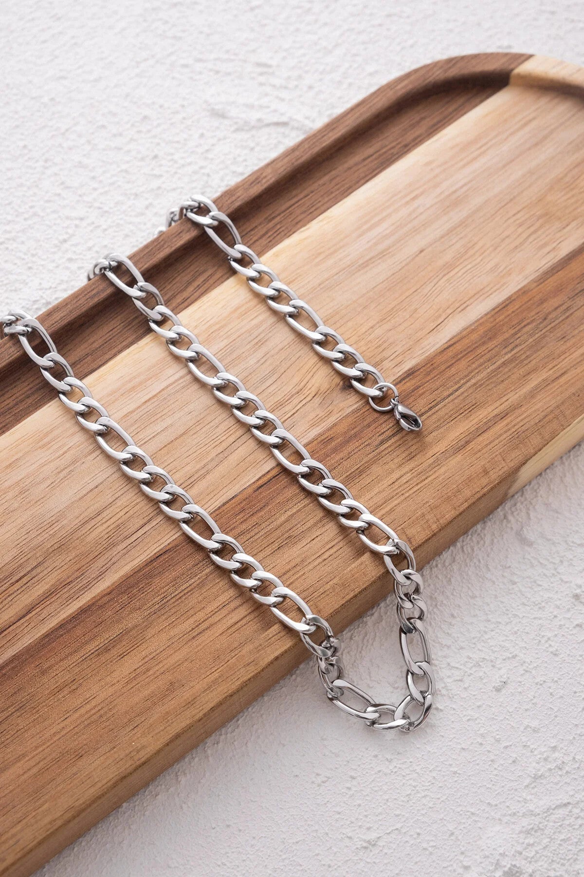 Çelik Figaro Erkek Zincir Kolye 6mm Kararmaz