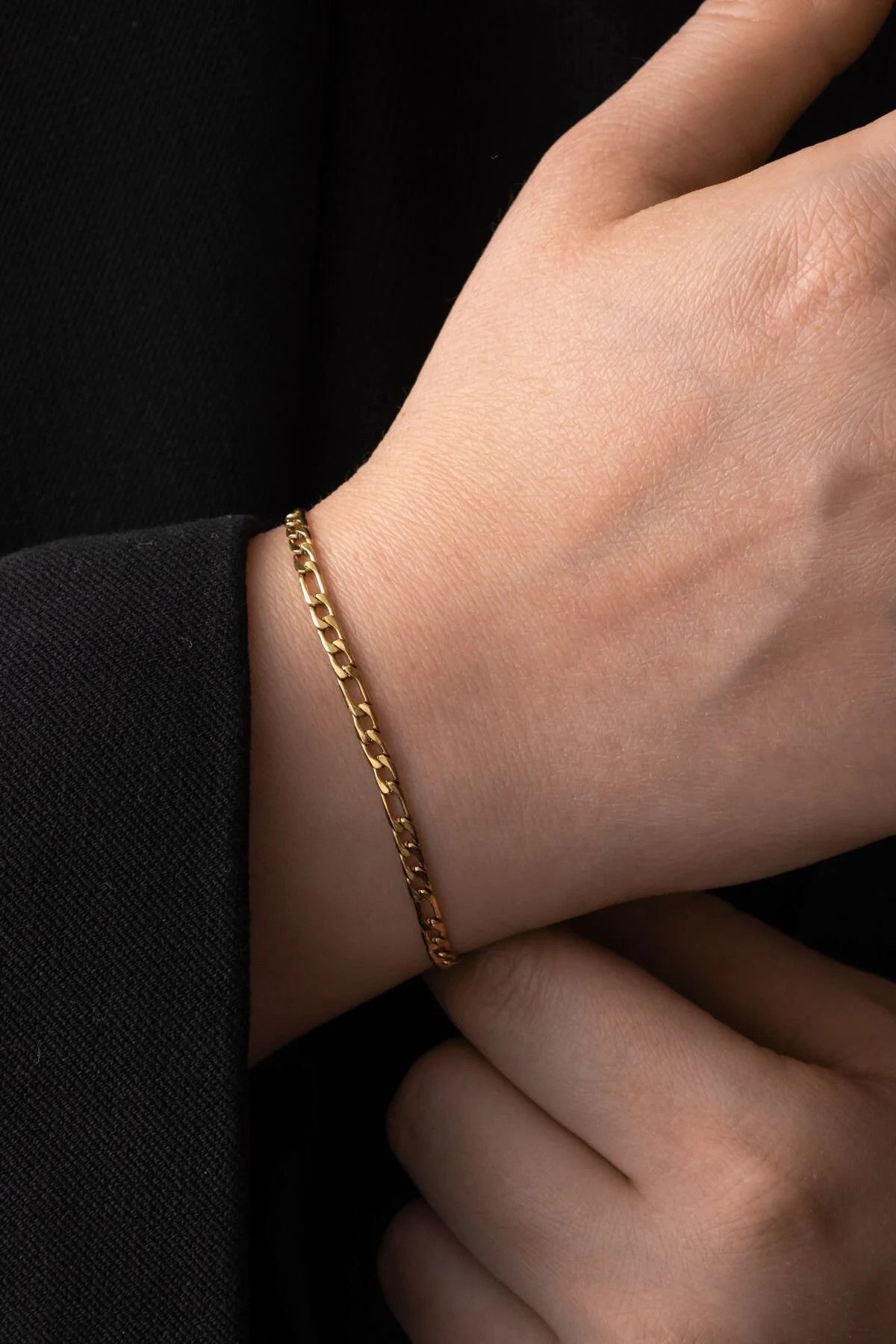 Çelik Ince Figaro Zincir Bileklik 3mm Kararmaz Unisex 17cm+4cm&21cm