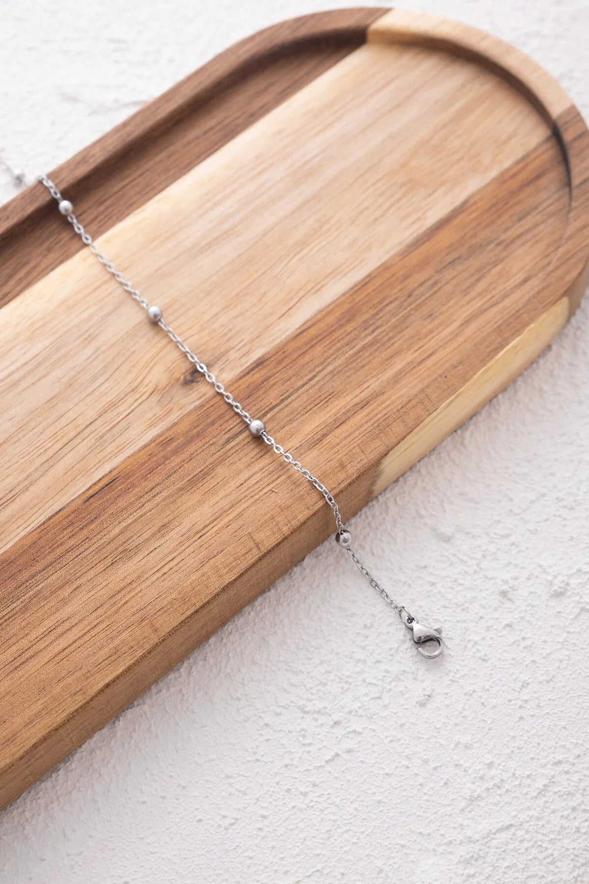 Çelik Toplu Bileklik Ince Dorika Forse Zincir 1mm Zarif Minimal 17cm+4cm-21cm