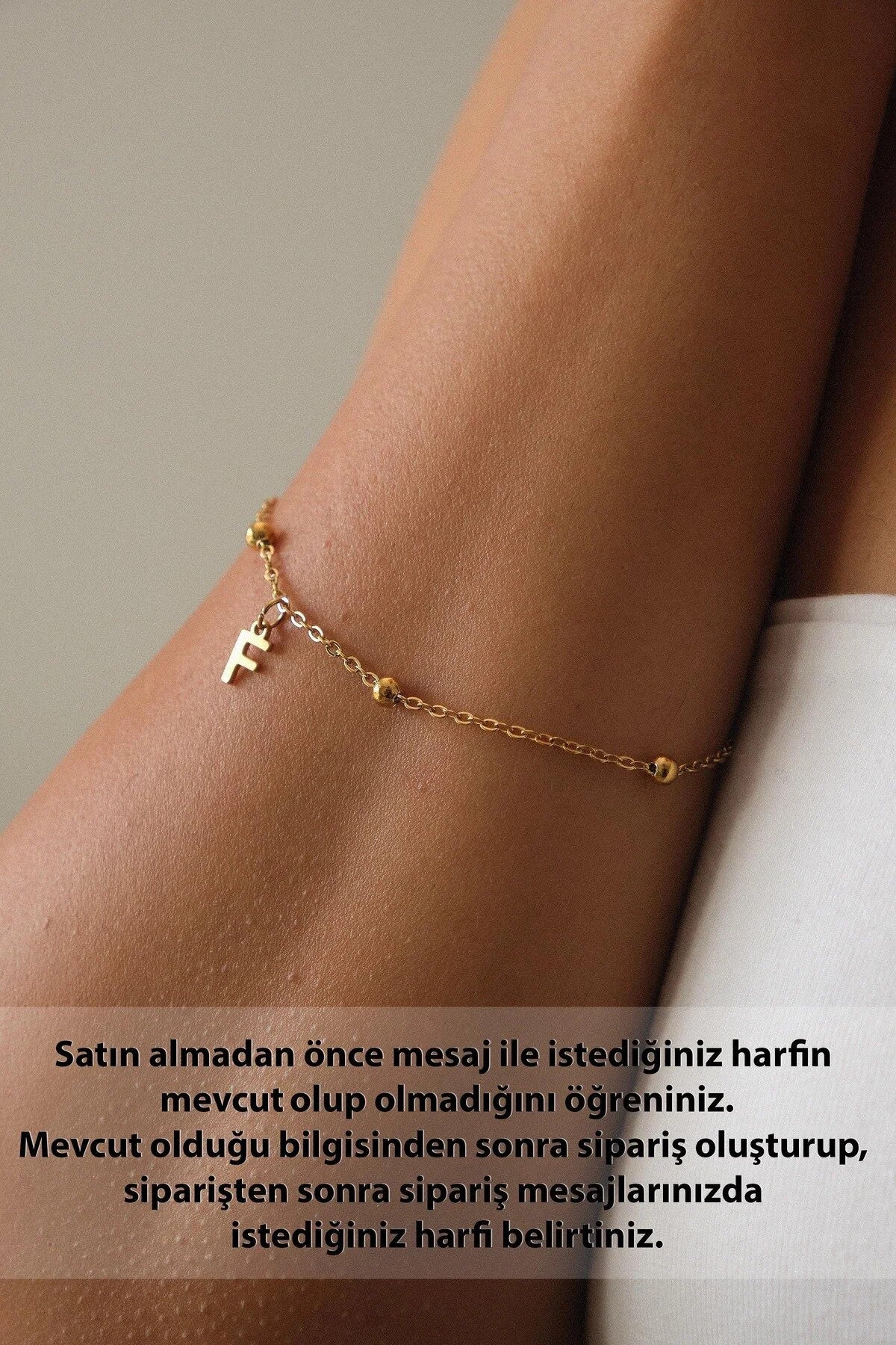 Çelik Harfli Top Ince Dorika Zincir Bileklik Harfli Bileklik Forse Zincir 1mm Minimal 17+4cm&21cm