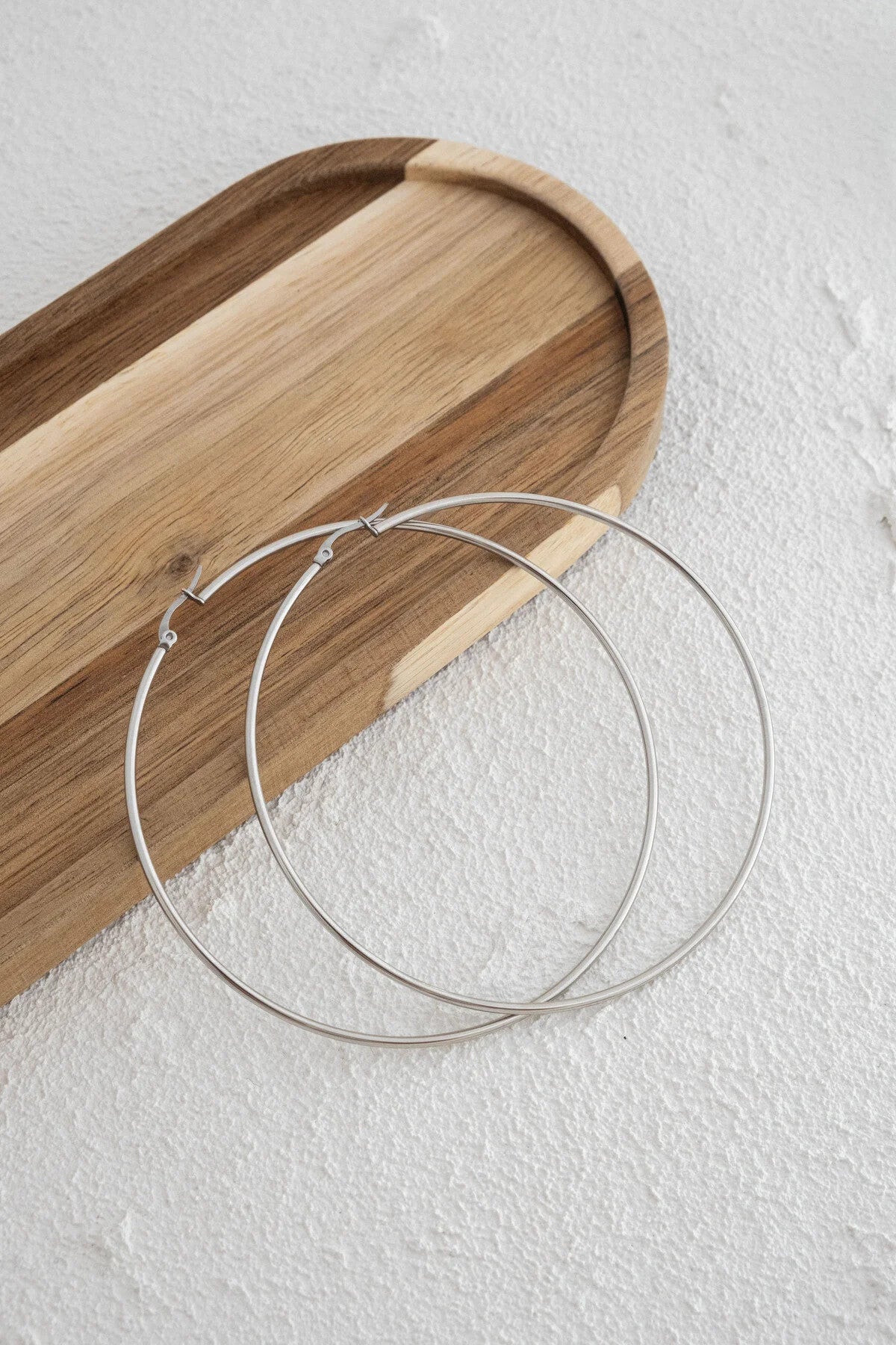 Çelik Halka Küpe Kararmaz Çember Halka Küpe Çap 9cm