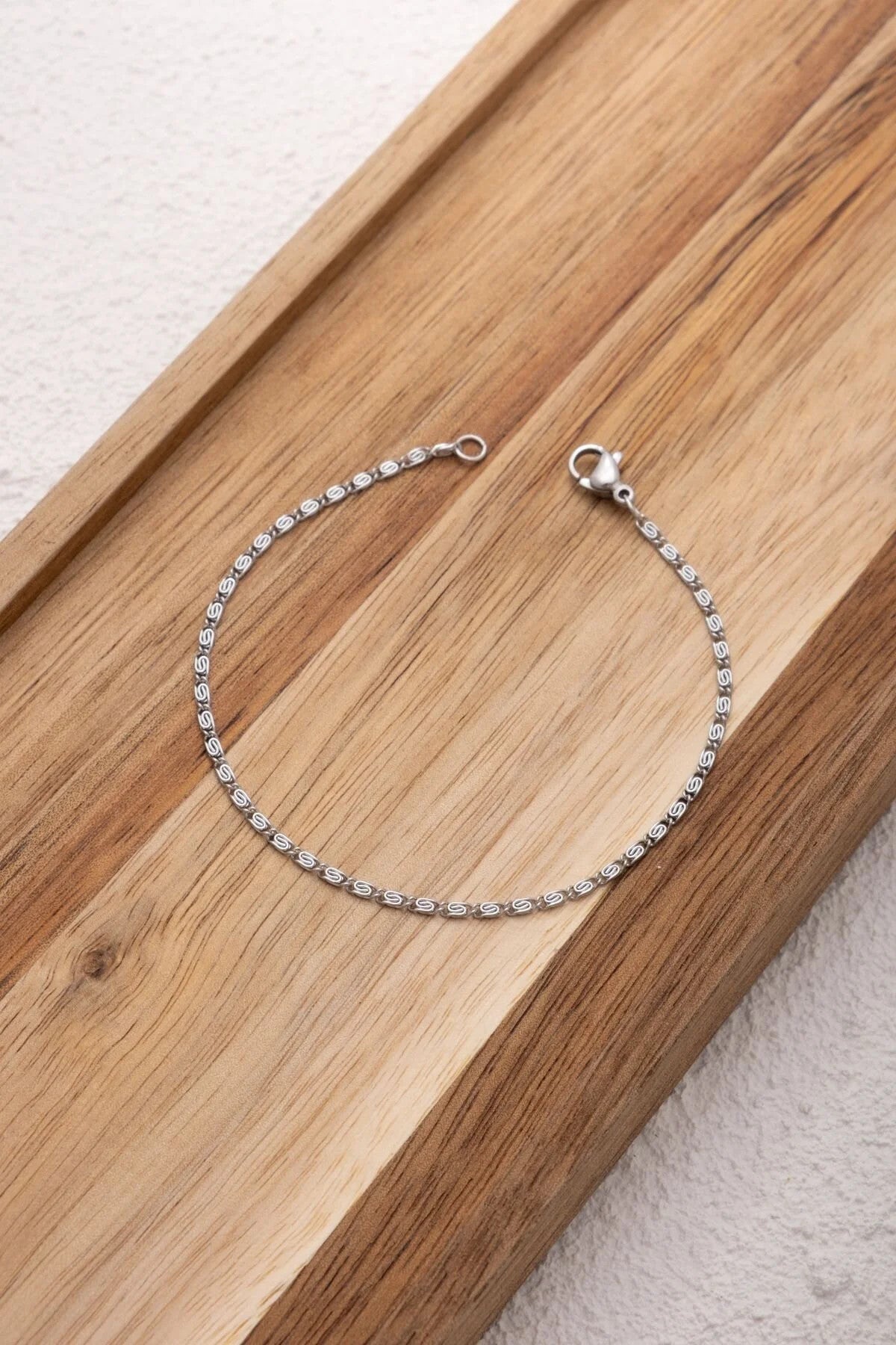 Çelik İnce Ataç Model Zincir Bileklik Minimal Zincir Salyangoz Kararmaz 2mm 17cm+4cm&21cm