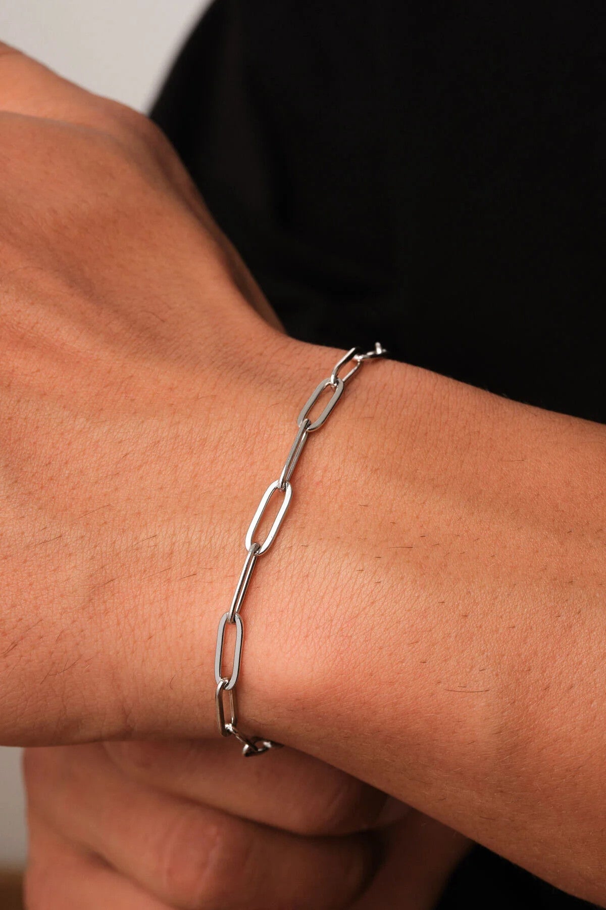 Çelik Ataç Erkek Zincir Bileklik 4mm Kararmaz 20cm