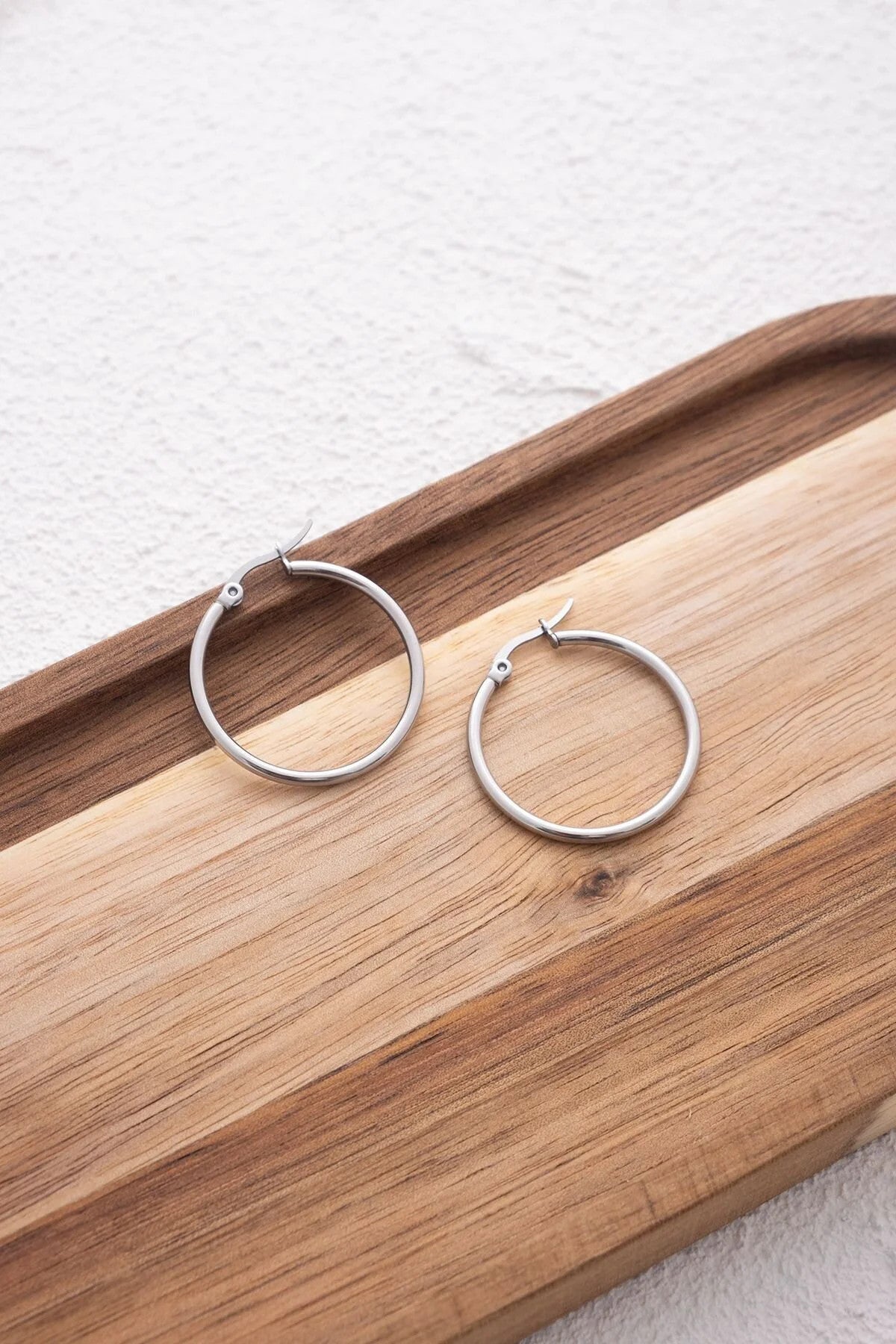 Çelik Halka Küpe Kararmaz İnce Halka Küpe Çap 3cm