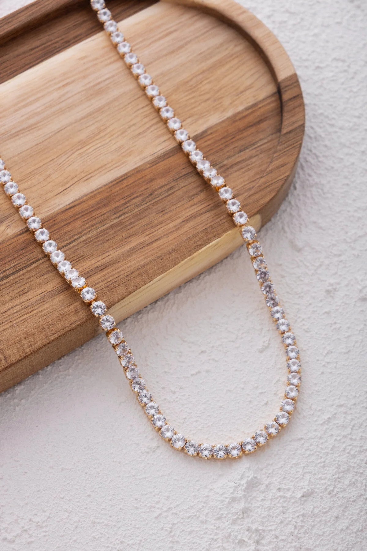 Vıp Seri Su Yolu Kolye Tek Taş Sıralı Suyolu Choker