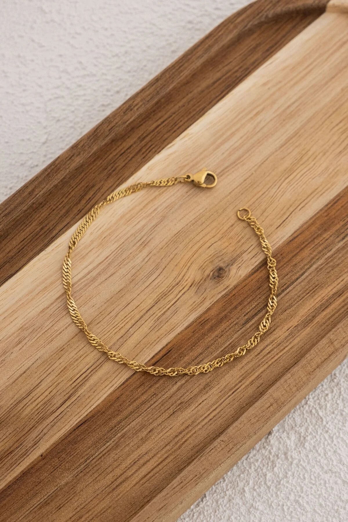 Çelik Singapur Zincir Bileklik İnce İthal Sarma Burgu Zincir 2mm Zarif Minimal 17cm+4cm&21cm