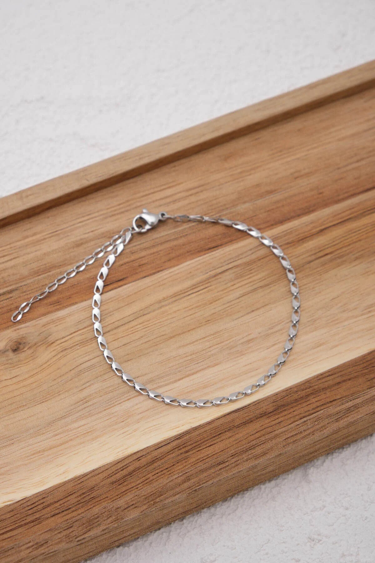 Çelik İnce Papağan Zincir Bileklik Kararmaz 17+4cm 2mm Günlük Kullanıma Uygun