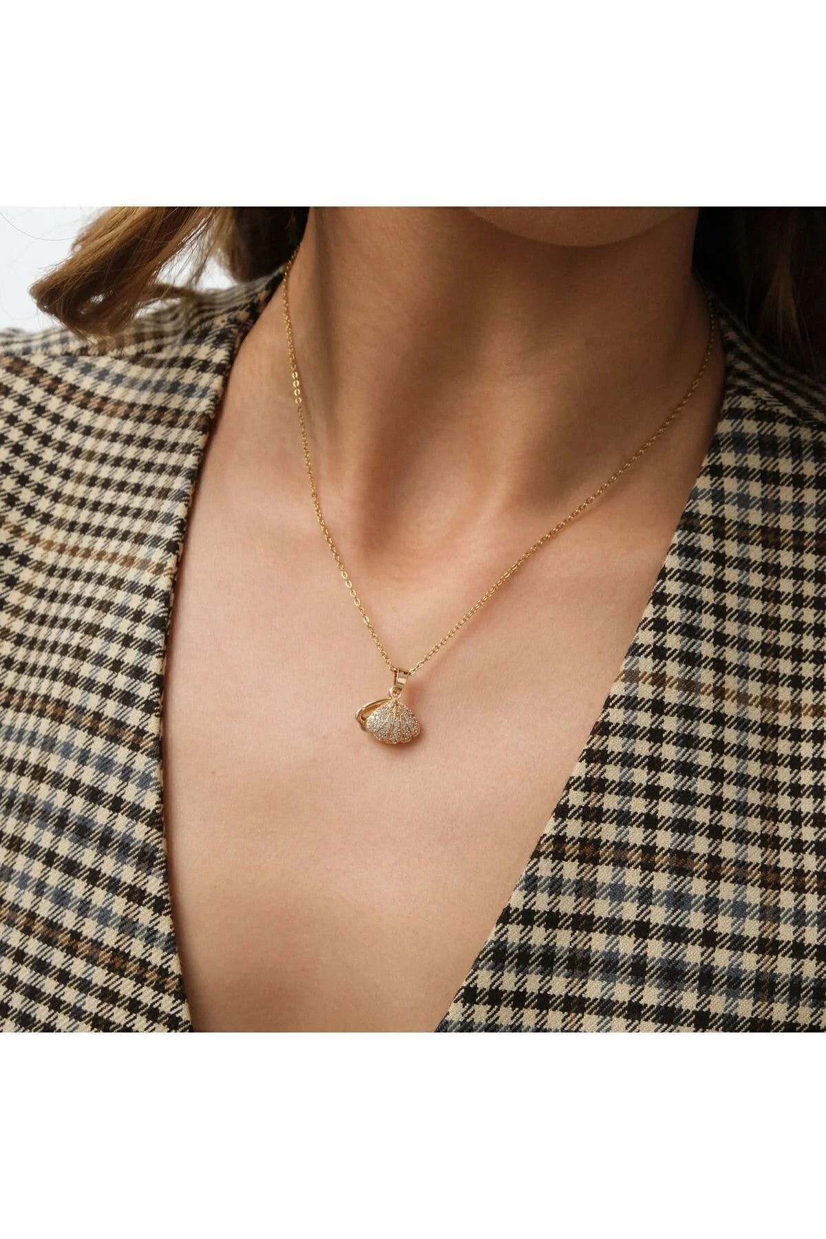 Çelik Incili Istiridye Kolye Kararmaz Inci Kolye 40cm 5cm