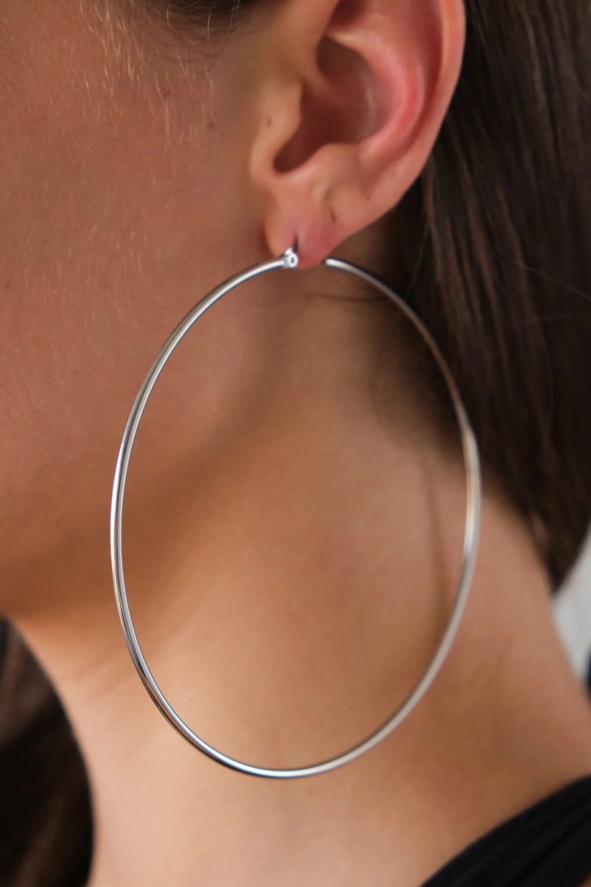 Çelik Halka Küpe Kararmaz Çember Halka Küpe Çap 9cm