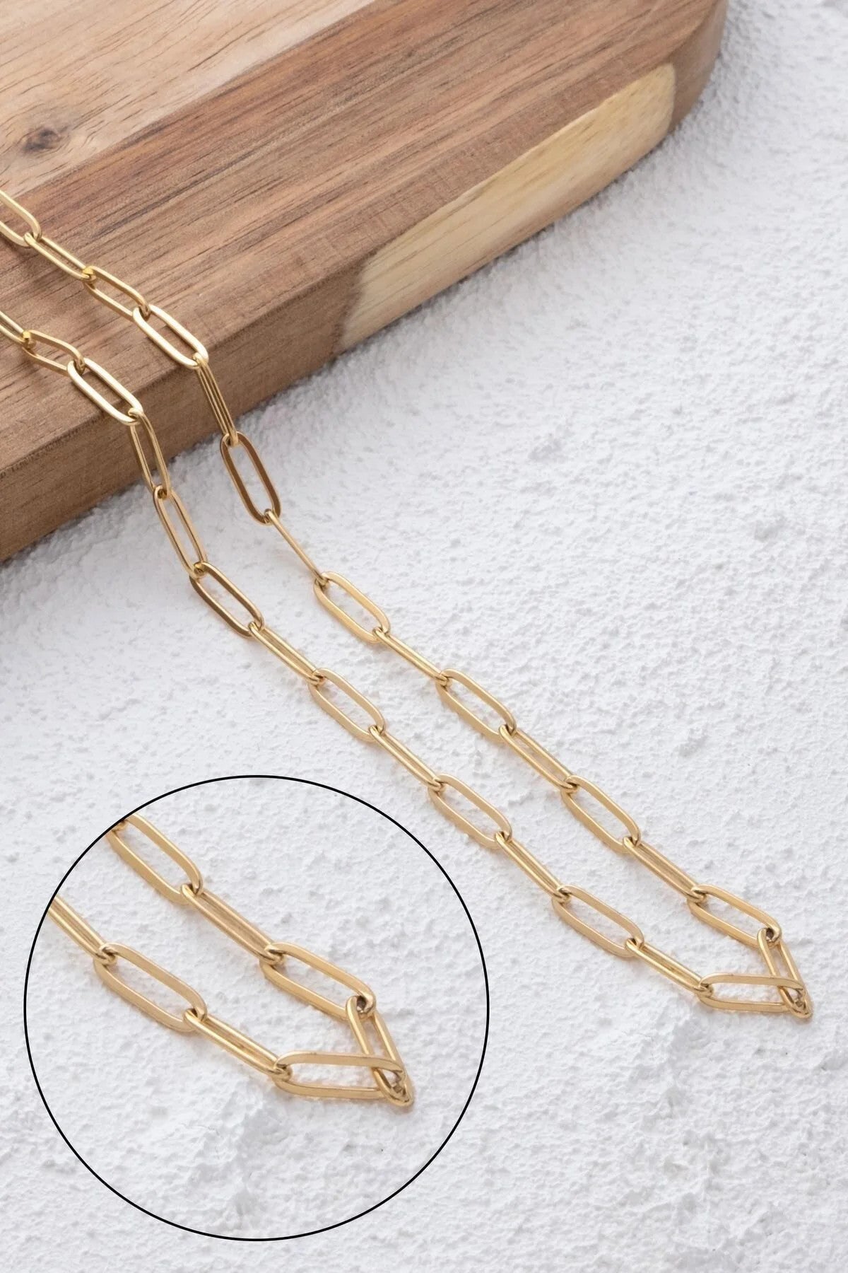 Çelik Ataç Oval Zincir Kolye Kararmaz 4mm Kişiselleştirilebilir Zincir Boy Seçenekleriyle