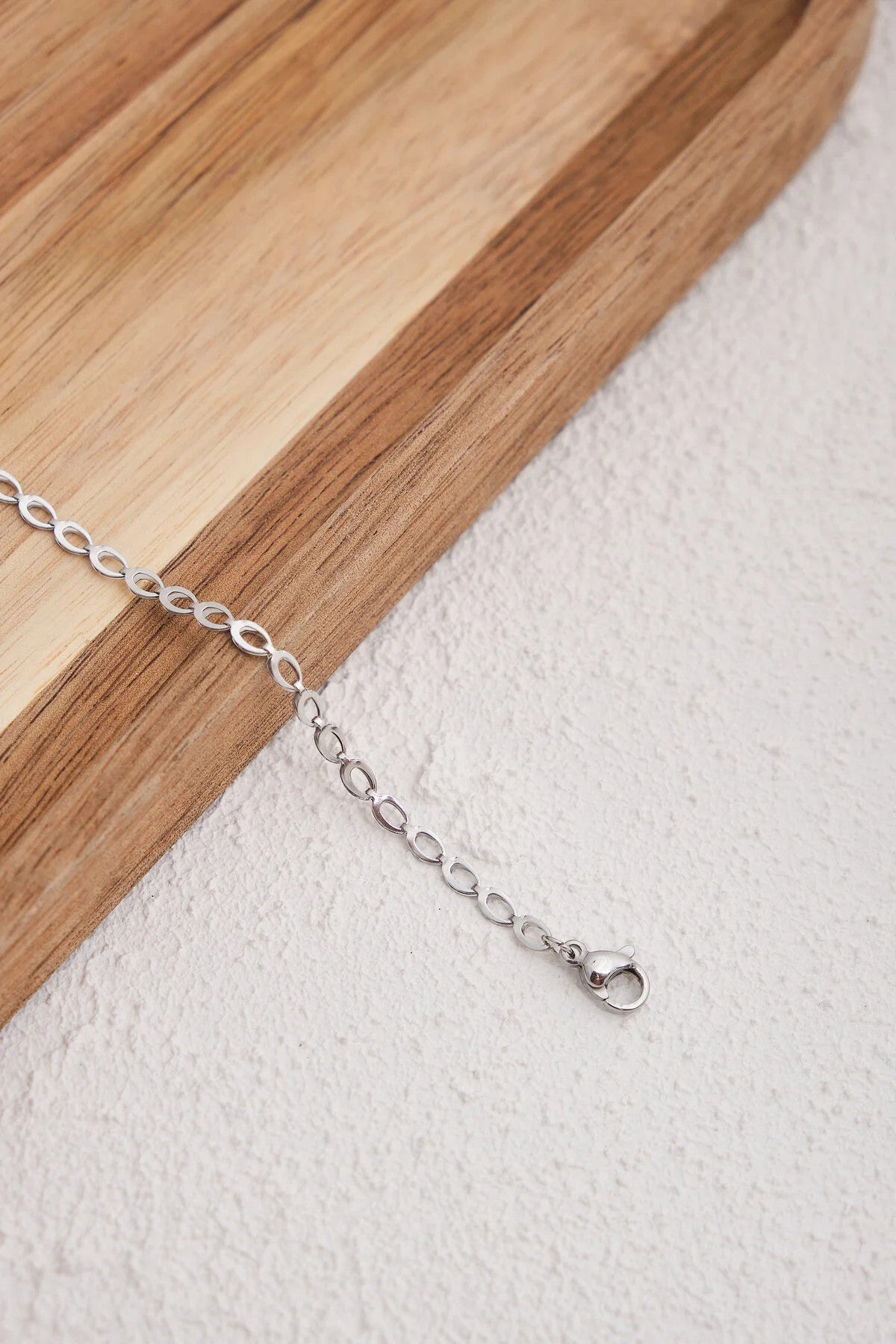 Çelik Arpa Bileklik Buğday Zincir Bileklik 3mm Kararmaz 17cm+4cm&21cm