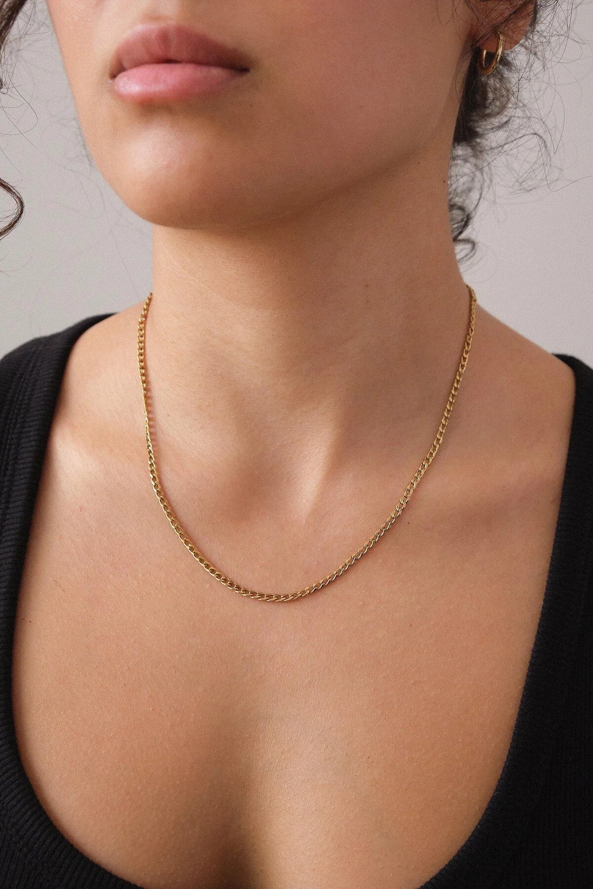 Çelik İnce Gurmet Zincir Kolye Kararmaz 3mm Unisex