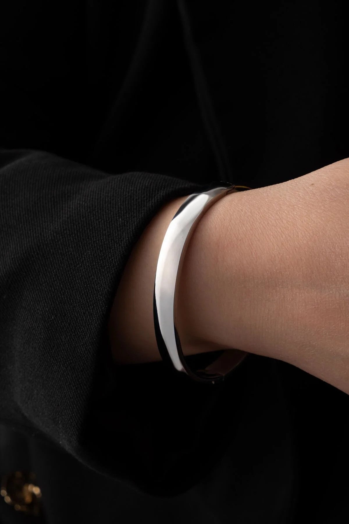 Çelik Kalın Kelepçe Bileklik Kararmaz