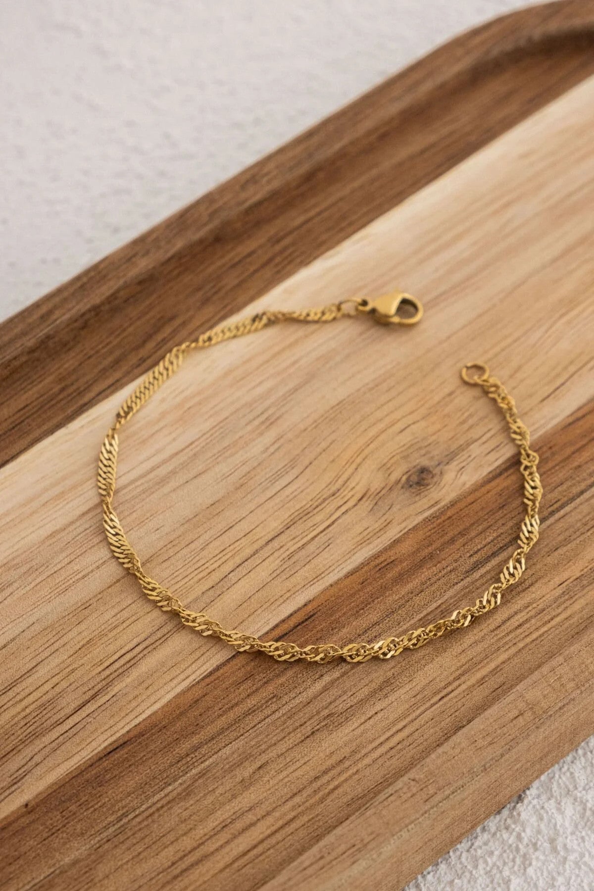 Çelik Singapur Zincir Bileklik İnce İthal Sarma Burgu Zincir 2mm Zarif Minimal 17cm+4cm&21cm