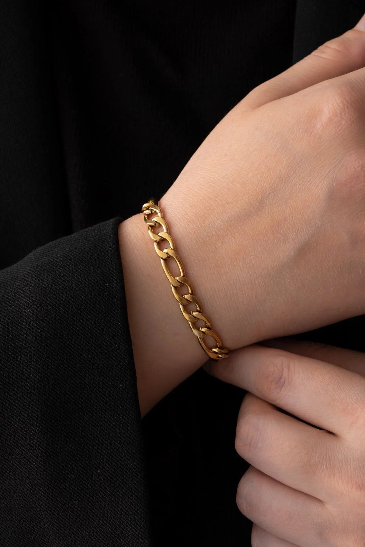 Çelik Figaro Zincir Bileklik 6mm Kararmaz 17cm+4cm&21cm Unisex