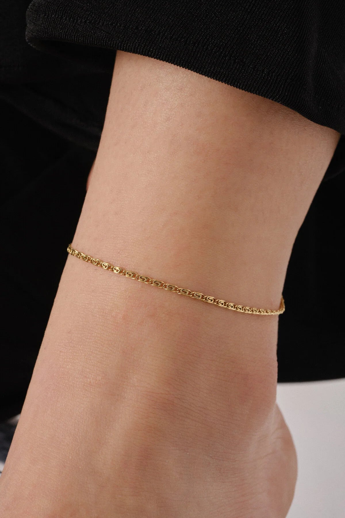 Çelik İnce Ataç Model Zincir Halhal Minimal Zincir Salyangoz Kararmaz 2mm 22+4cm