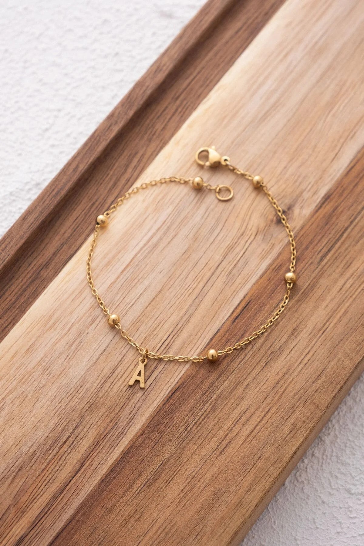 Çelik Harfli Top Ince Dorika Zincir Bileklik Harfli Bileklik Forse Zincir 1mm Minimal 17+4cm&21cm