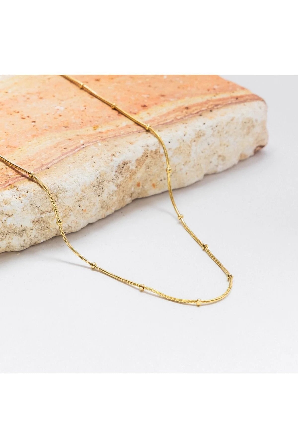 Çelik Topçuklu Ince Balık Sırtı Yılan Zincir Kolye Ince Italyan Zinciri 1mm Zarif Minimal Kombinlik