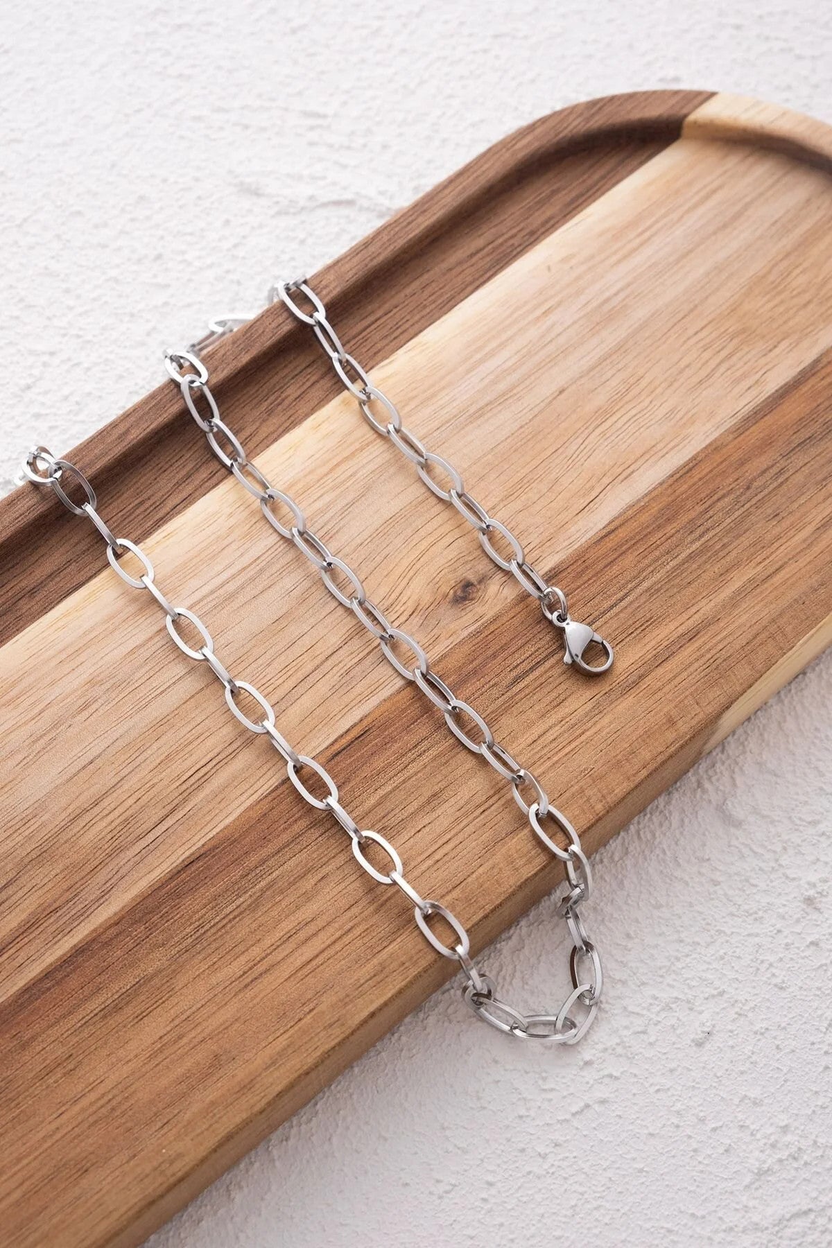 Çelik Ataç Oval Zincir Kolye Kararmaz 5mm Kişiselleştirilebilir Zincir Boy Seçenekleriyle