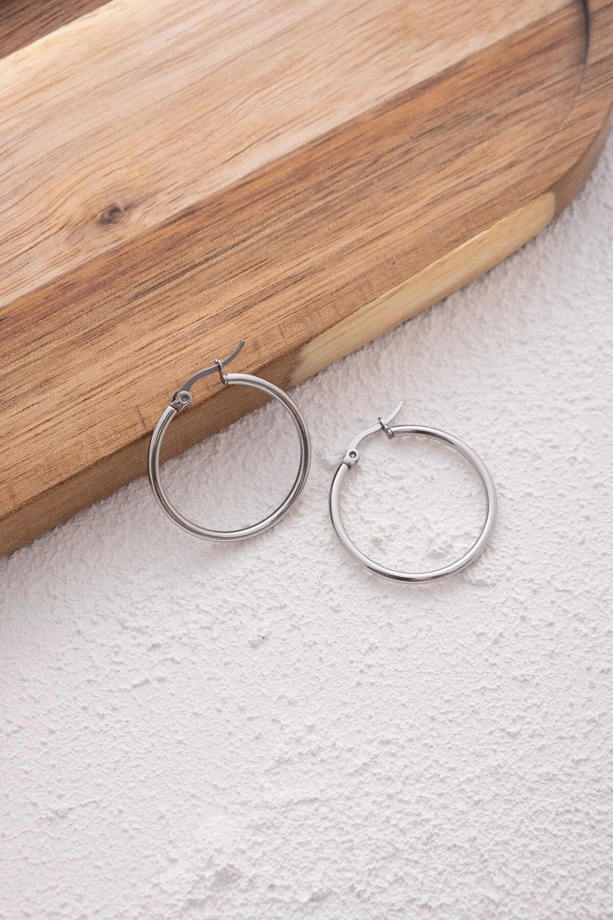 Çelik Halka Küpe Kararmaz İnce Halka Küpe Çap 3cm