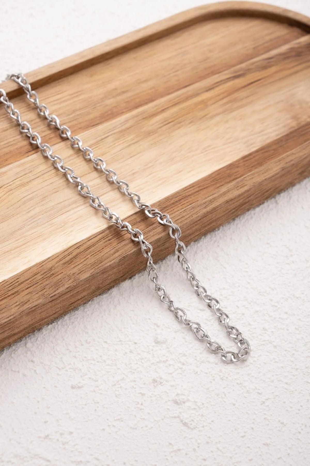 Çelik Dokulu Zincir Kolye Minimal İnce İç İçe Geçmeli Zincir Kolye 4mm Kararmaz