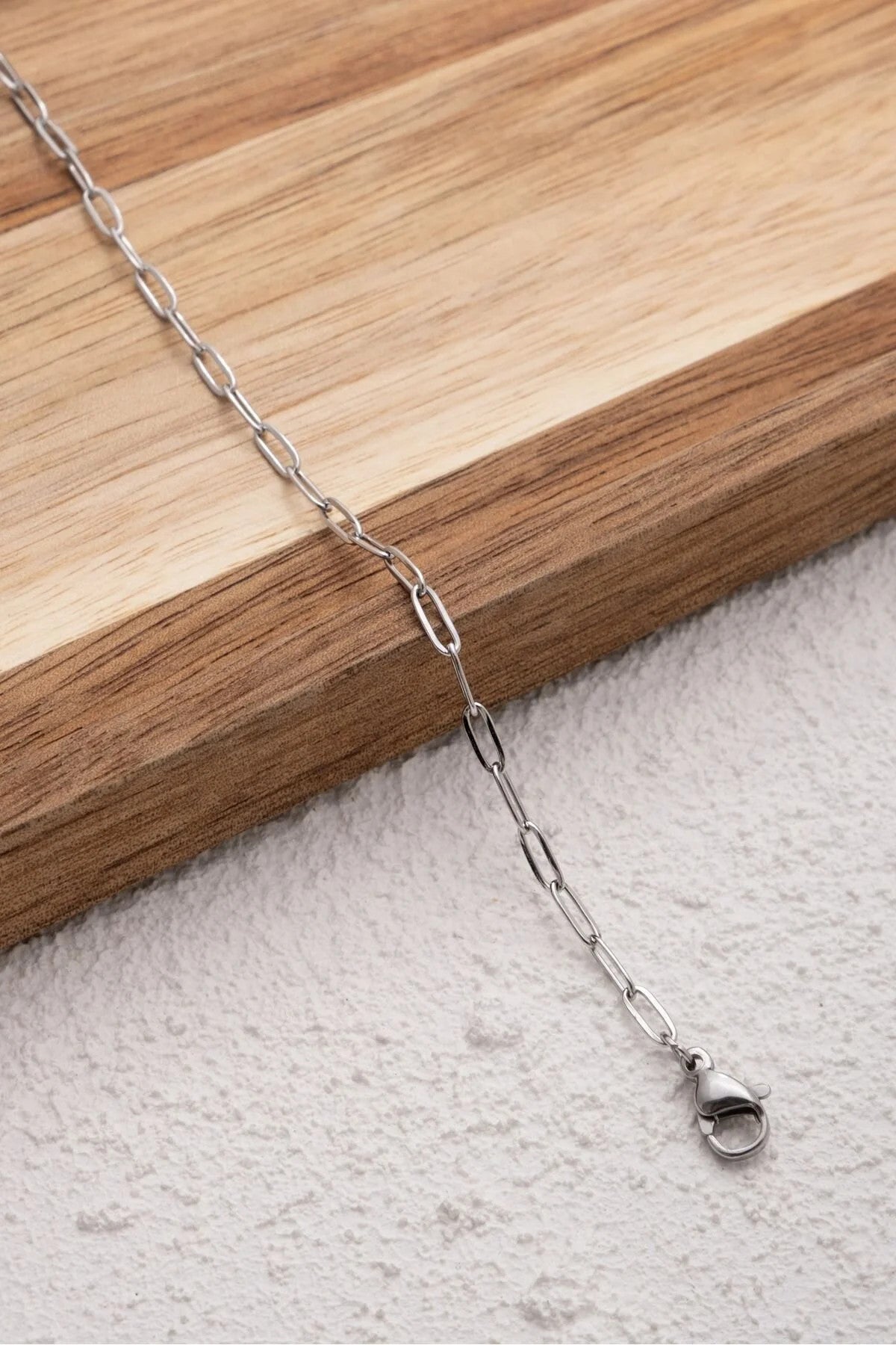 Çelik Ataç Oval Halka Zincir Bileklik Günlük Kullanıma Uygun Kararmaz Kablo Zincir 2mm 17cm+4cm&21cm