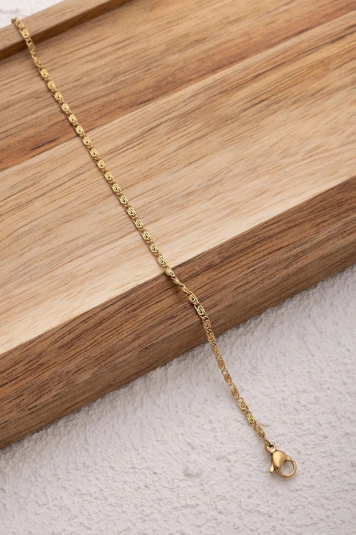 Çelik İnce Ataç Model Zincir Halhal Minimal Zincir Salyangoz Kararmaz 2mm 22+4cm