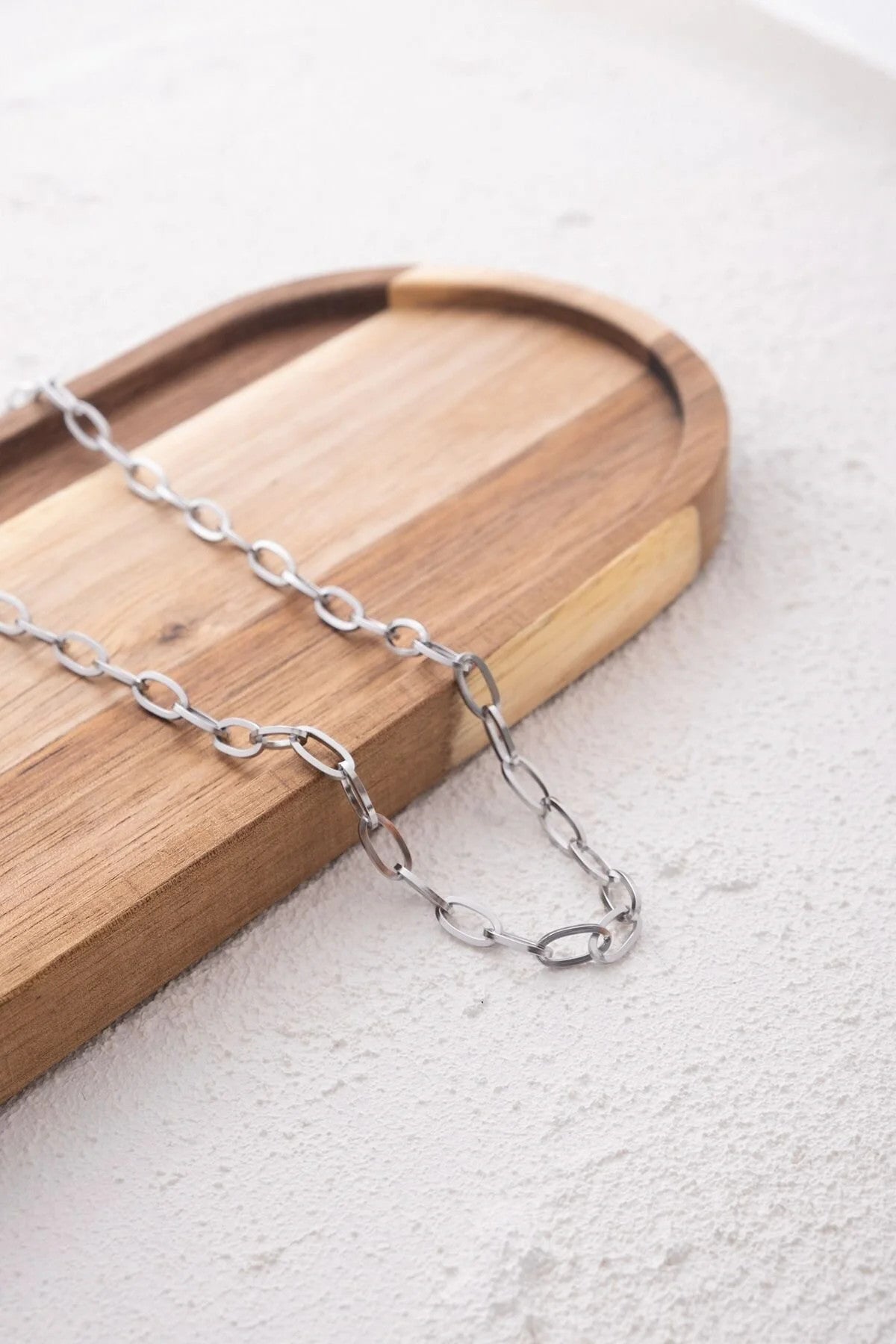 Çelik Ataç Oval Zincir Kolye Kararmaz 5mm Kişiselleştirilebilir Zincir Boy Seçenekleriyle