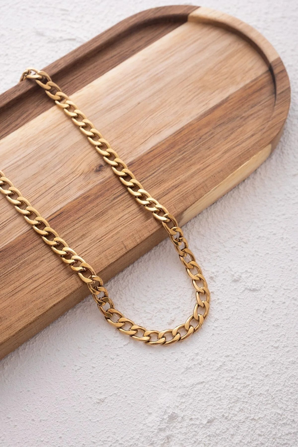 Çelik Gurmet Zincir Kolye Kararmaz 6mm Kalın Gurmet Kolye Unisex Ayarlanabilir Boy