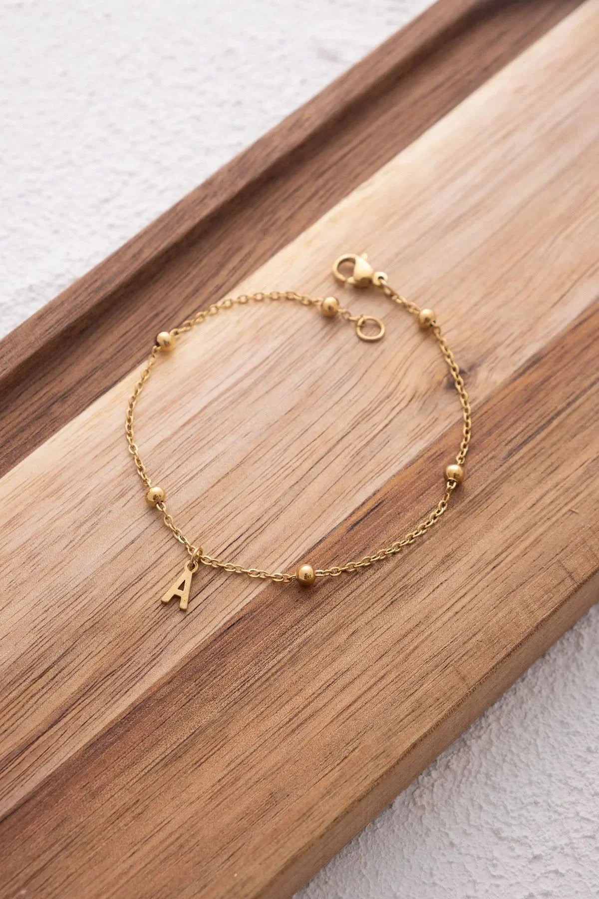 Çelik Harfli Top Ince Dorika Zincir Bileklik Harfli Bileklik Forse Zincir 1mm Minimal 17+4cm&21cm