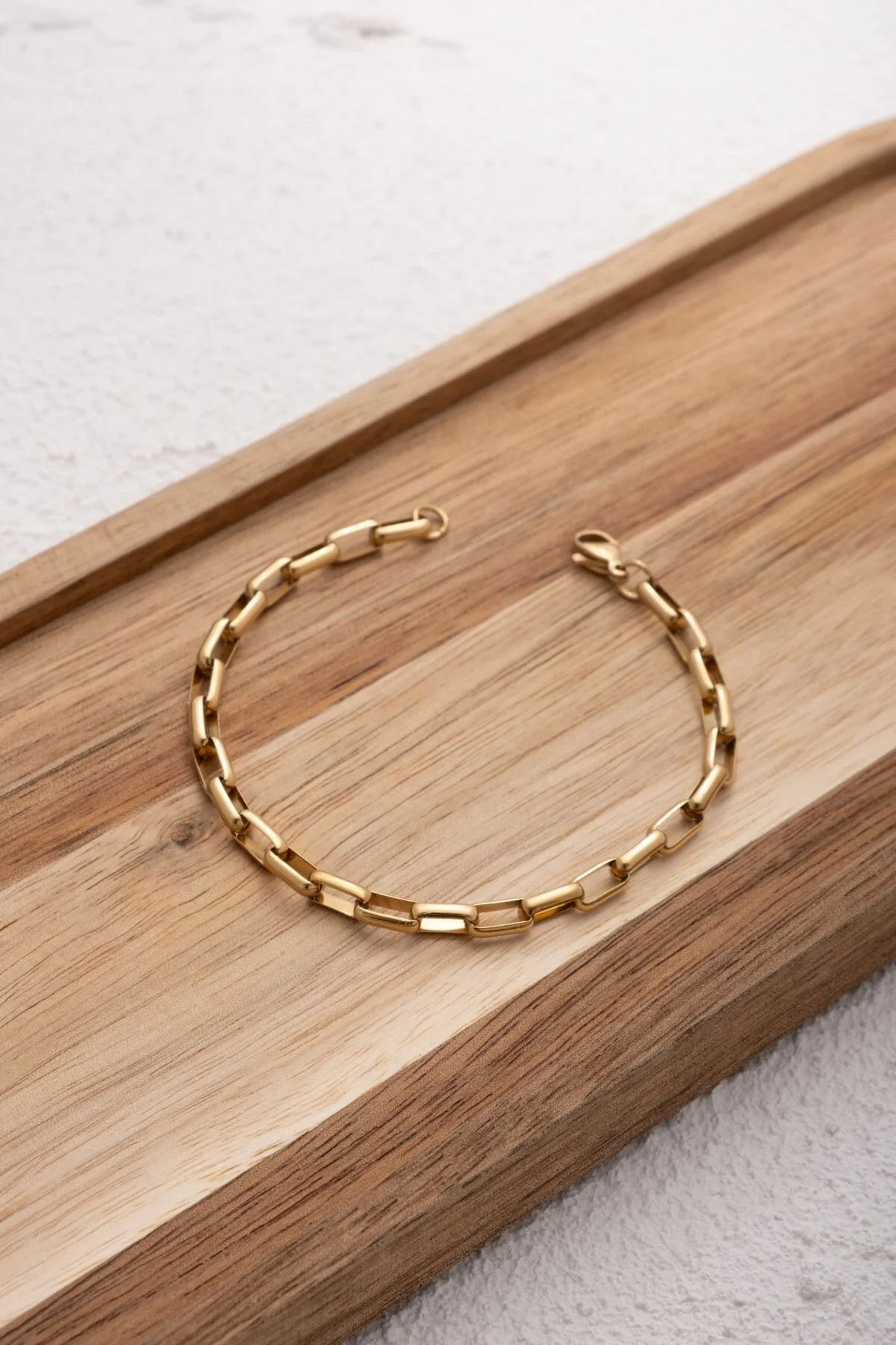 Çelik İnce Dikdörtgen Zincir Bileklik Kararmaz 4mm 17cm+4cm&21cm Günlük Kullanıma Uygun