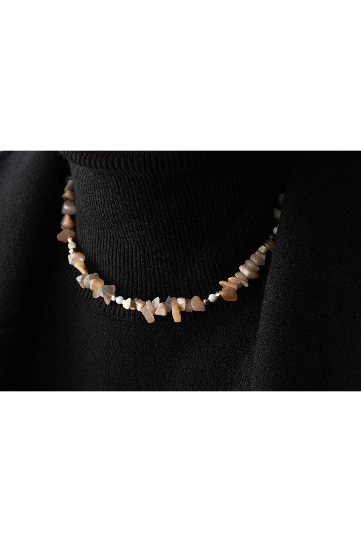 Akuamarin Doğal Kırık Taş Kolye 40cm El İşi Özel Yapım Akuamarin Taşı Chocker